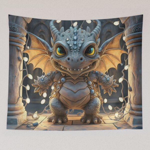 Item preview, Christmas Lights And Chibi Gargoyle Dragon  designed and sold by DragonRealms.