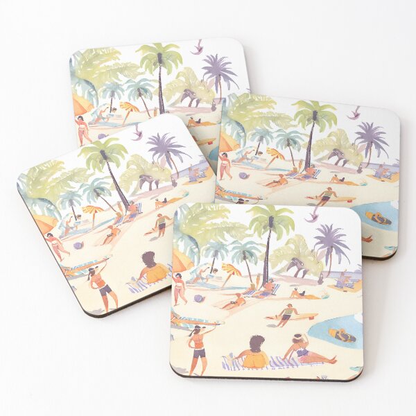 Item preview, Endless Beach Days No.3. Part of a Set of 4. Watercolor Styled. designed and sold by Meridian Threads.