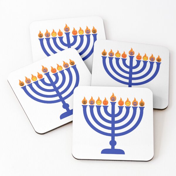 Item preview, Menorah with multicolored peace signs  designed and sold by Rachel the Artist .