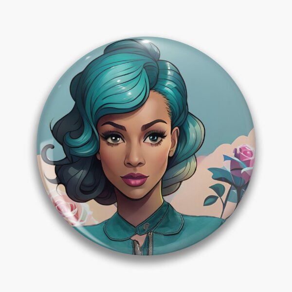 Item preview, Glamorous Girl Teal Hair Jacket Pink Rose Background designed and sold by Melan Designs.