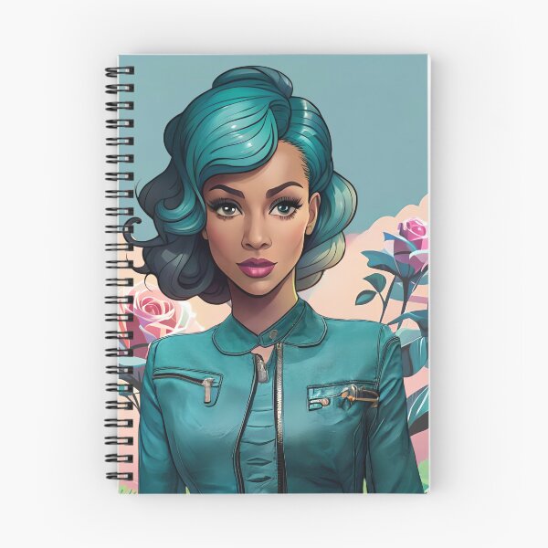 Item preview, Glamorous Girl Teal Hair Jacket Pink Rose Background designed and sold by Melan Designs.