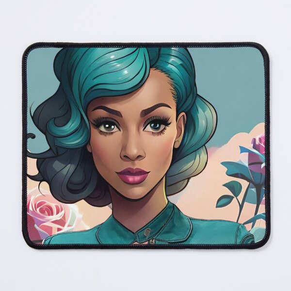 Item preview, Glamorous Girl Teal Hair Jacket Pink Rose Background designed and sold by Melan Designs.