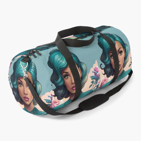 Item preview, Glamorous Girl Teal Hair Jacket Pink Rose Background designed and sold by Melan Designs.