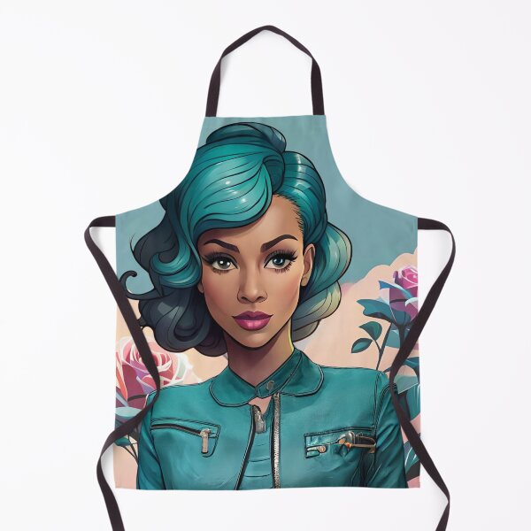 Item preview, Glamorous Girl Teal Hair Jacket Pink Rose Background designed and sold by Melan Designs.