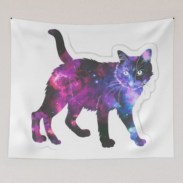 Item preview, nebula cat, Galactic Feline Elegance Sticker - Mystical Cat Silhouette Decal designed and sold by what-you-want1.