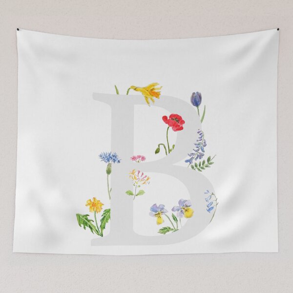 Artikelvorschau, Botanisches Monogramm Alphabet B Wildblumen handgemalt entworfen und verkauft von ColorandColor.