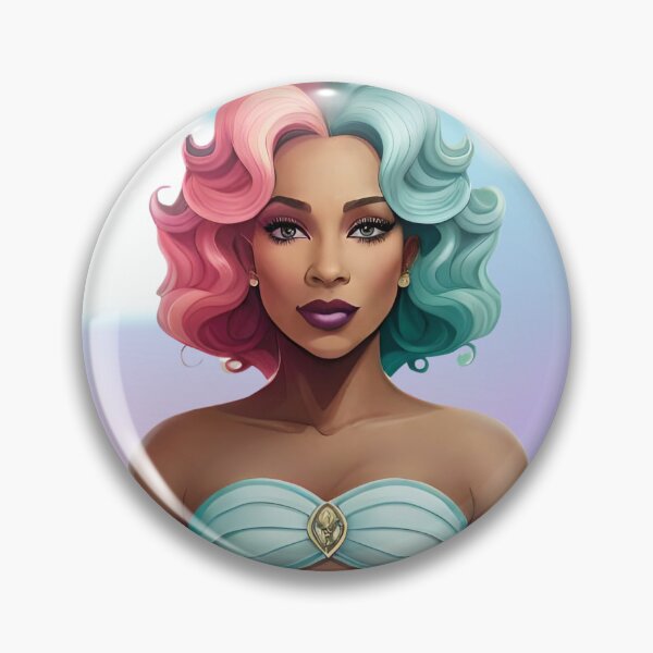 Item preview, Glam Woman Pink Blue Hair Goddess Sea Siren designed and sold by Melan Designs.
