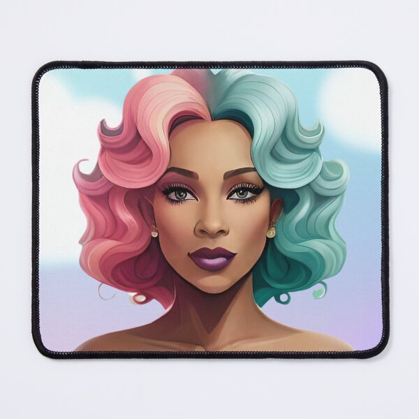 Item preview, Glam Woman Pink Blue Hair Goddess Sea Siren designed and sold by Melan Designs.