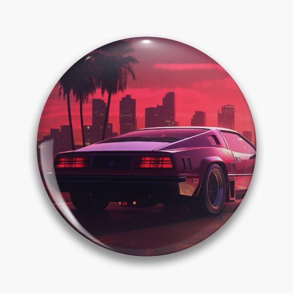Item preview, Retro Ride: Tropical Sunset Echoes in Synthwave City designed and sold by Mullet Monkey.