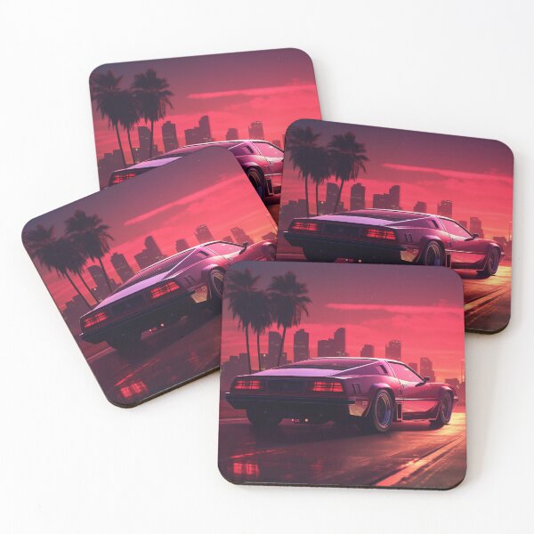 Item preview, Retro Ride: Tropical Sunset Echoes in Synthwave City designed and sold by Mullet Monkey.