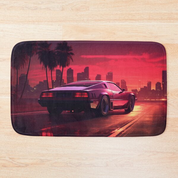 Item preview, Retro Ride: Tropical Sunset Echoes in Synthwave City designed and sold by Mullet Monkey.
