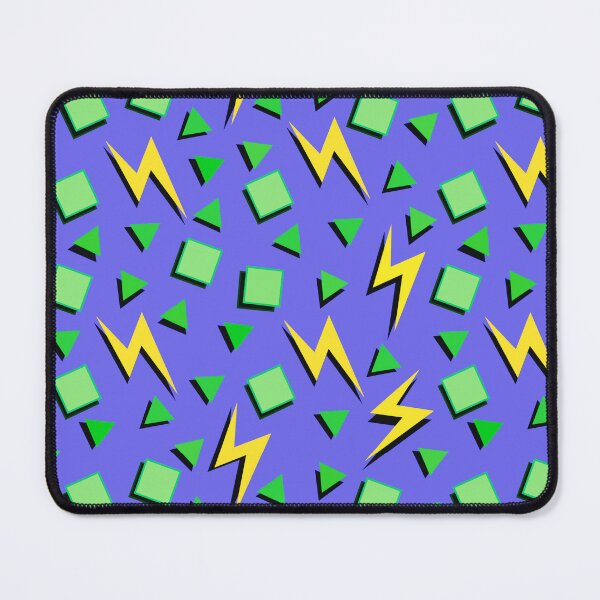 Item preview, Funky Vintage Memphis Style Design with Squares, Triangles, Lightning Bolts on Blue Background designed and sold by LaRoach Digital Arts.