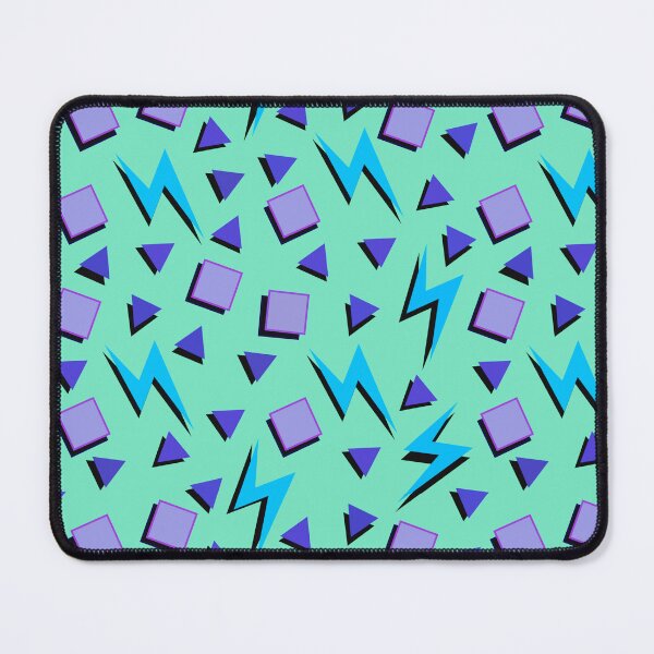 Item preview, Funky Vintage Memphis Style Design with Squares, Triangles, Lightning Bolts on Aqua Background designed and sold by LaRoach Digital Arts.