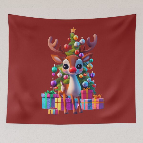 Item preview, baby reindeer around Christmas tree designed and sold by ksfashionideas.