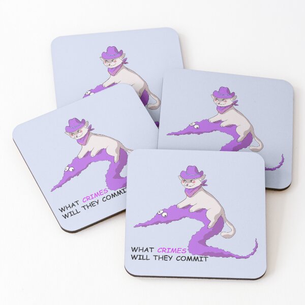 Item preview, cowboy cat and worm (purple) designed and sold by papercreatyre.