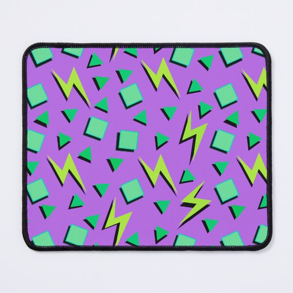 Item preview, Funky Vintage Memphis Style Design with Squares, Triangles, Lightning Bolts on Purple Background designed and sold by LaRoach Digital Arts.
