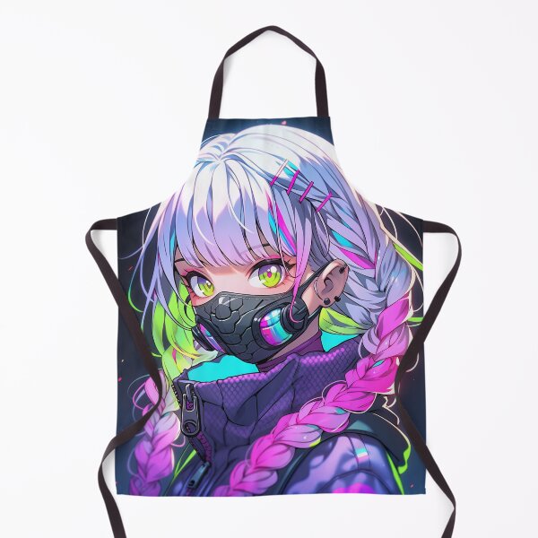 Item preview, Neon Techno Masked Cyberpunk Anime Girl designed and sold by bubblegoth.