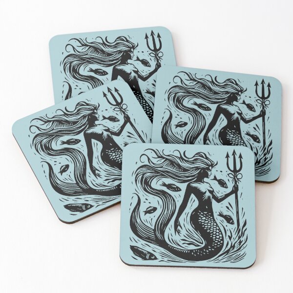 Item preview, Woodcut Mermaid  designed and sold by Texterns.
