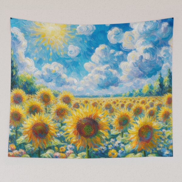 Item preview, Sunny Sunflower Field - Flower Field Painting designed and sold by Star-Fragment.
