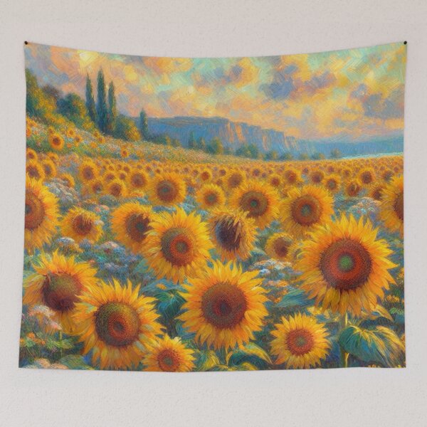 Item preview, Sunflowers on a Cloudy Day - Flower Field Painting designed and sold by Star-Fragment.