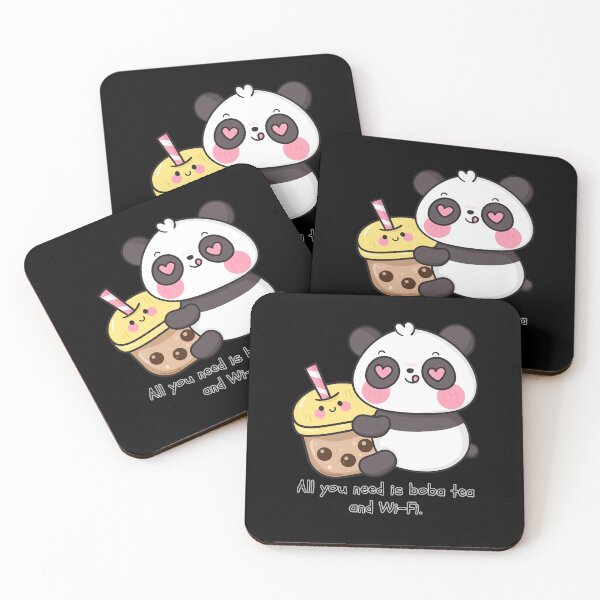 Item preview, The chubby panda eats bubble tea. designed and sold by attakorn.