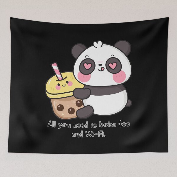 Item preview, The chubby panda eats bubble tea. designed and sold by attakorn.