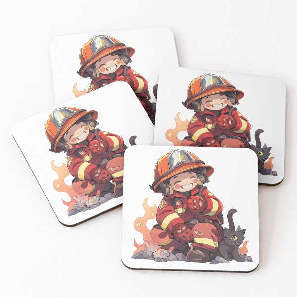 Item preview, Heroic Smiles - Firefighter with Kittens Illustration designed and sold by NovaGenArt.
