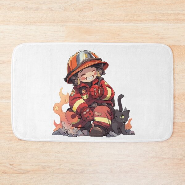 Item preview, Heroic Smiles - Firefighter with Kittens Illustration designed and sold by NovaGenArt.
