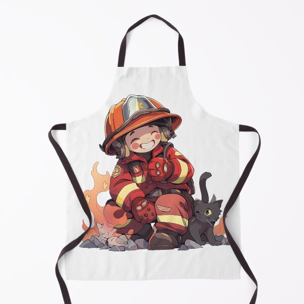 Item preview, Heroic Smiles - Firefighter with Kittens Illustration designed and sold by NovaGenArt.