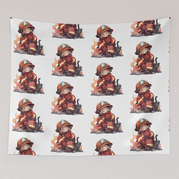 Item preview, Heroic Smiles - Firefighter with Kittens Illustration designed and sold by NovaGenArt.