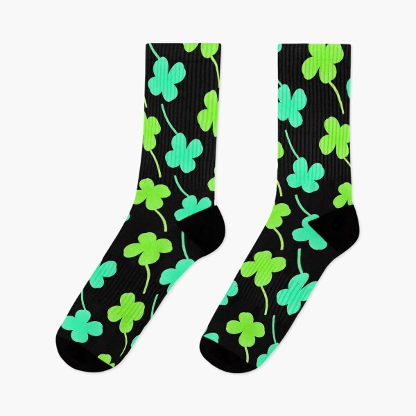Item preview, Cartoon Shamrocks on Black designed and sold by BeJolley.
