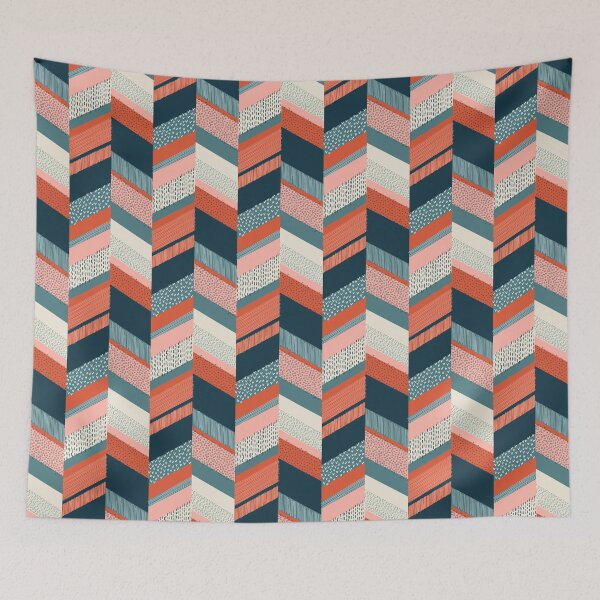 Item preview, Chevron with Textures / Orange and Persian Green designed and sold by Markéta Stengl.