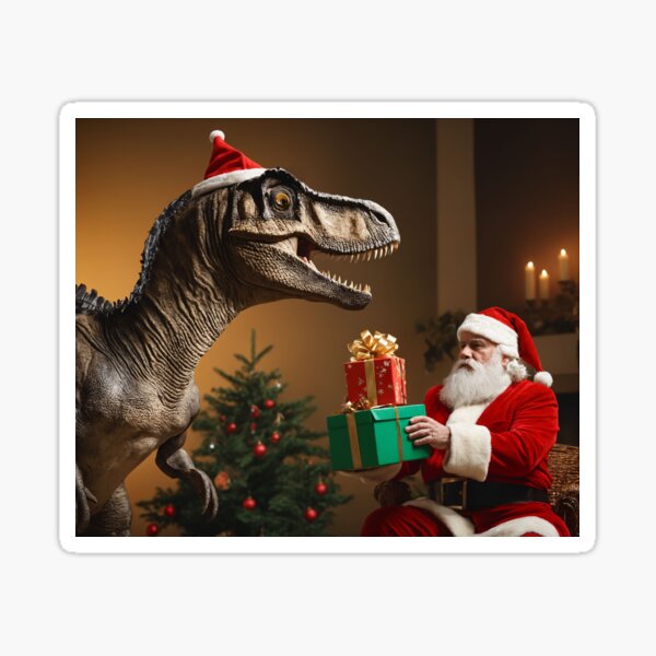 Santa Dinosaur Sticker