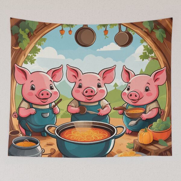 Item preview, Piglets Cooking Artwork designed and sold by WildlifeInc.