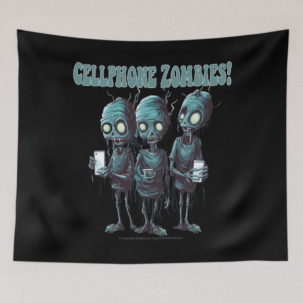 Item preview, Cell Pone Zombies The Green Trio -  For DARK Backgrounds designed and sold by The Imagination Source™.