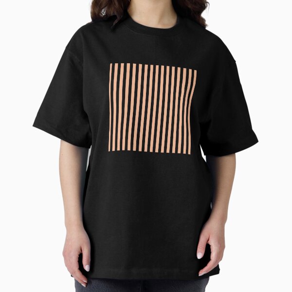 PANTONE COLOR OF THE YEAR 2024 PEACH FUZZ AND BLACK,MEDIUM VERTICAL STRIPES PATTERN Oversized T-Shirt