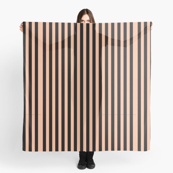 Item preview, PANTONE COLOR OF THE YEAR 2024 PEACH FUZZ AND BLACK,MEDIUM VERTICAL  STRIPES PATTERN   designed and sold by ozcushionstoo.