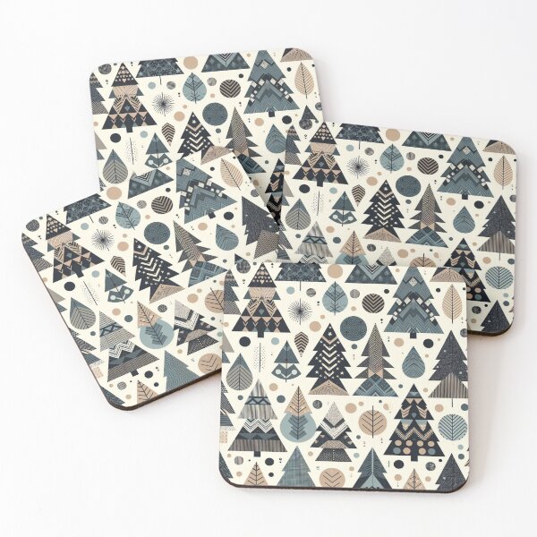 Item preview, Modern Geometric Christmas Tree mid Century Grey Navy Tan pattern Nordic Scandinavian  designed and sold by CoffeeIsATrip.