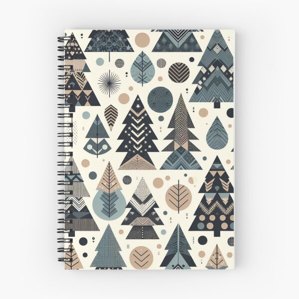 Item preview, Modern Geometric Christmas Tree mid Century Grey Navy Tan pattern Nordic Scandinavian  designed and sold by CoffeeIsATrip.
