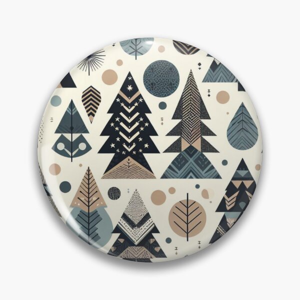 Item preview, Modern Geometric Christmas Tree mid Century Grey Navy Tan pattern Nordic Scandinavian  designed and sold by CoffeeIsATrip.