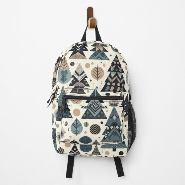 Item preview, Modern Geometric Christmas Tree mid Century Grey Navy Tan pattern Nordic Scandinavian  designed and sold by CoffeeIsATrip.