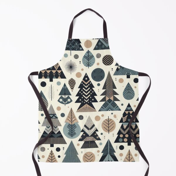 Item preview, Modern Geometric Christmas Tree mid Century Grey Navy Tan pattern Nordic Scandinavian  designed and sold by CoffeeIsATrip.