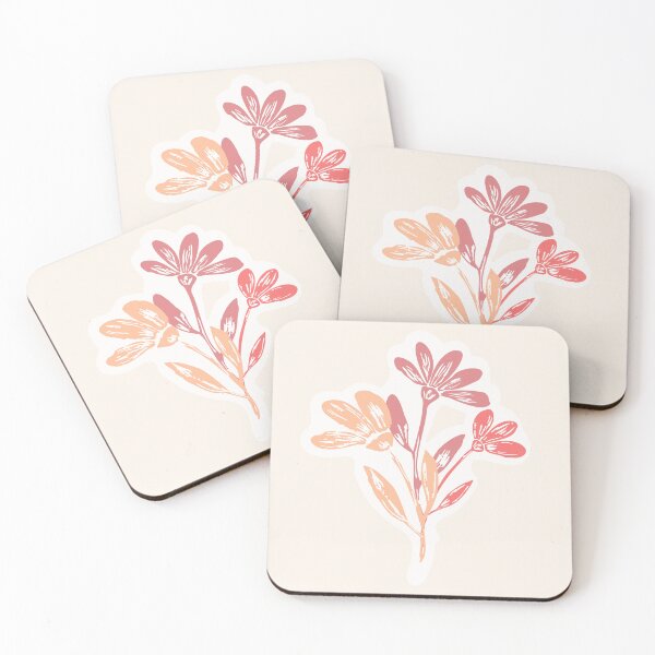 Item preview, Peach Blooms: A Block Print Bouquet designed and sold by marufemia.