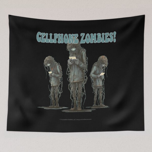 Item preview, Cell Phone Zombies Who Are Yellow & Hairy -  For DARK Backgrounds designed and sold by The Imagination Source™.