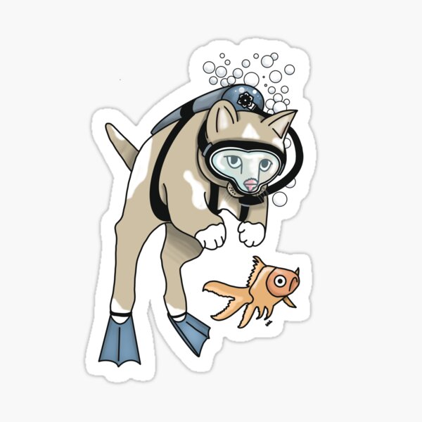 Item preview, Scuba Cat Sticker designed and sold by Craig Lay.