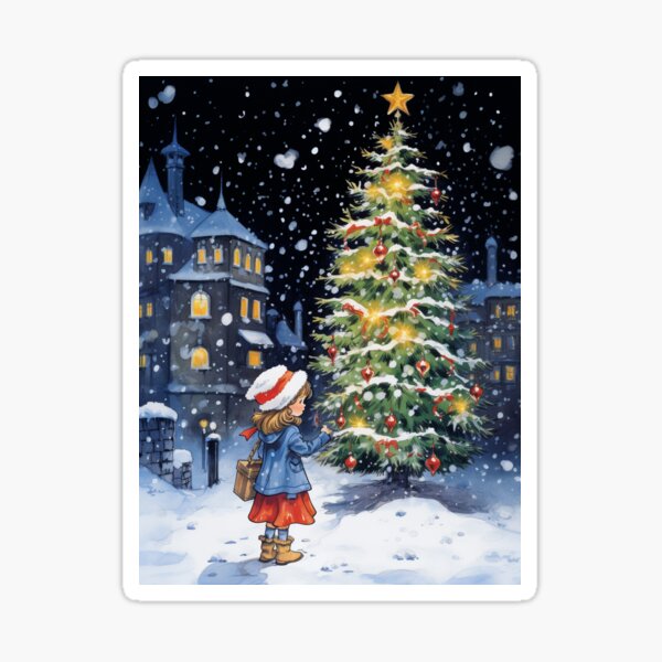 Item preview, Little Girl Looking At The Christmas Tree designed and sold by SallieIrma.