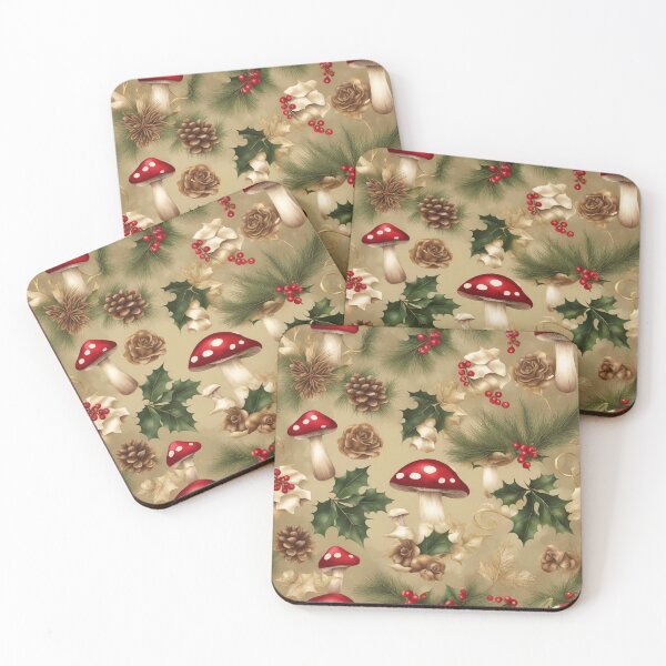 Item preview, Christmas Mushroom Rose Gold Pattern designed and sold by SquirmArt.