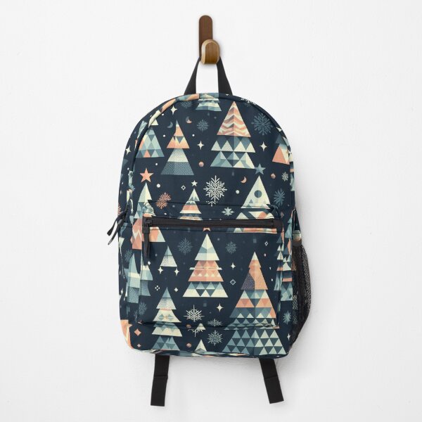 Item preview, Modern Geometric Christmas Tree mid Century Turquois Greys Blues Peach pattern Nordic Scandinavian  designed and sold by CoffeeIsATrip.