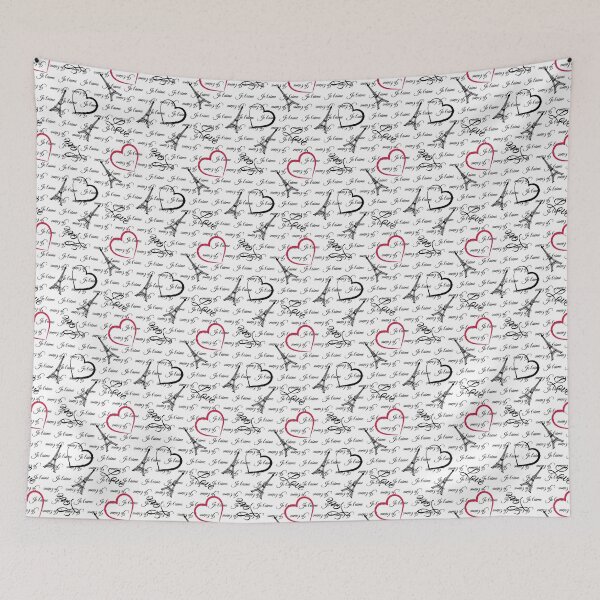 Item preview, Cute Black and White Je Taime Paris Typography Pattern designed and sold by ClaudiaFlores.