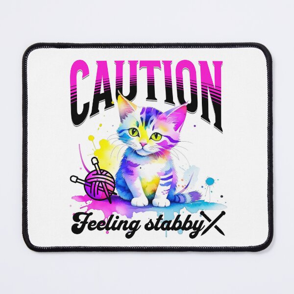 Item preview, Caution - feeling stabby - knitting humor designed and sold by EvergreenWhimsy.